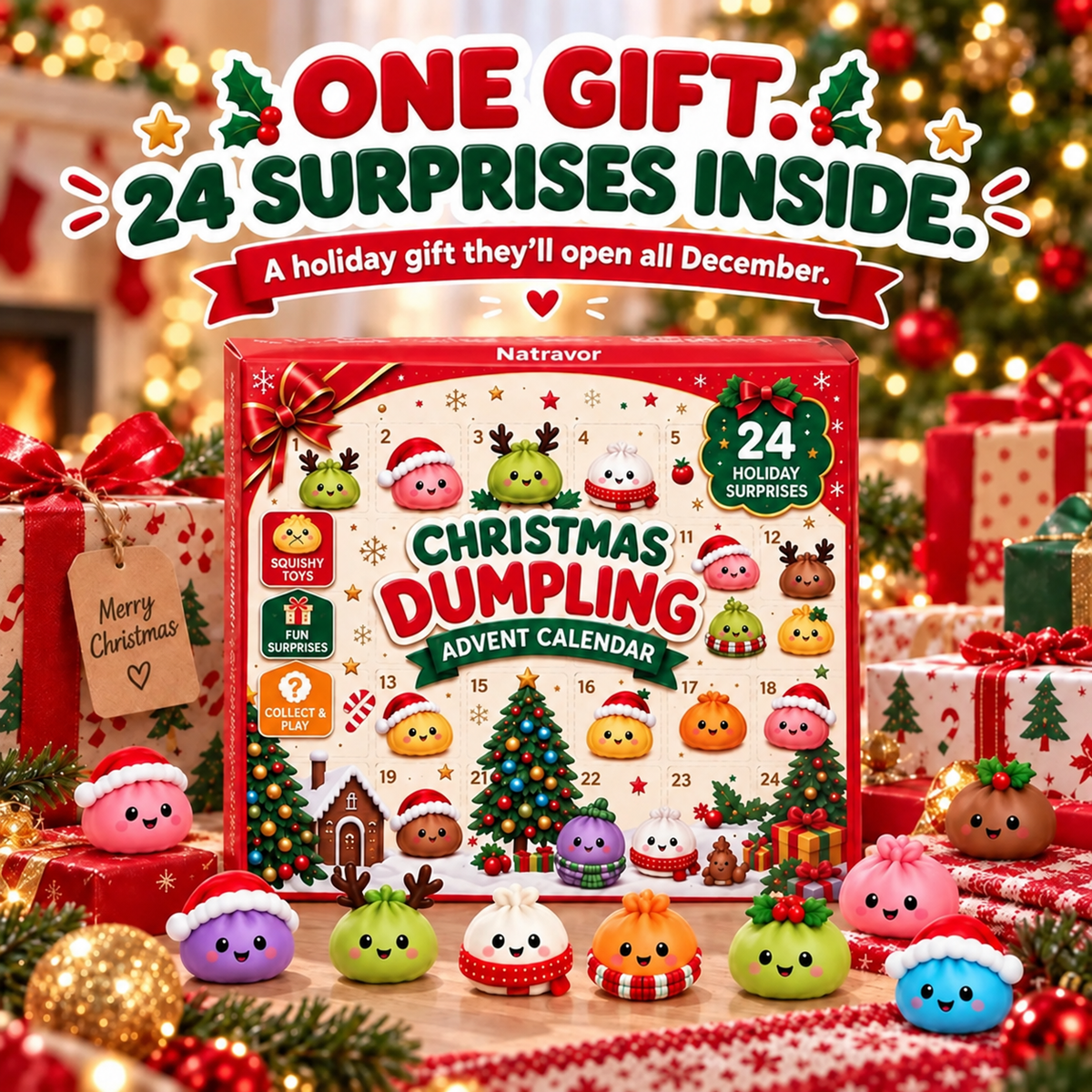 Natravor Christmas Dumpling Squishy Advent Calendar