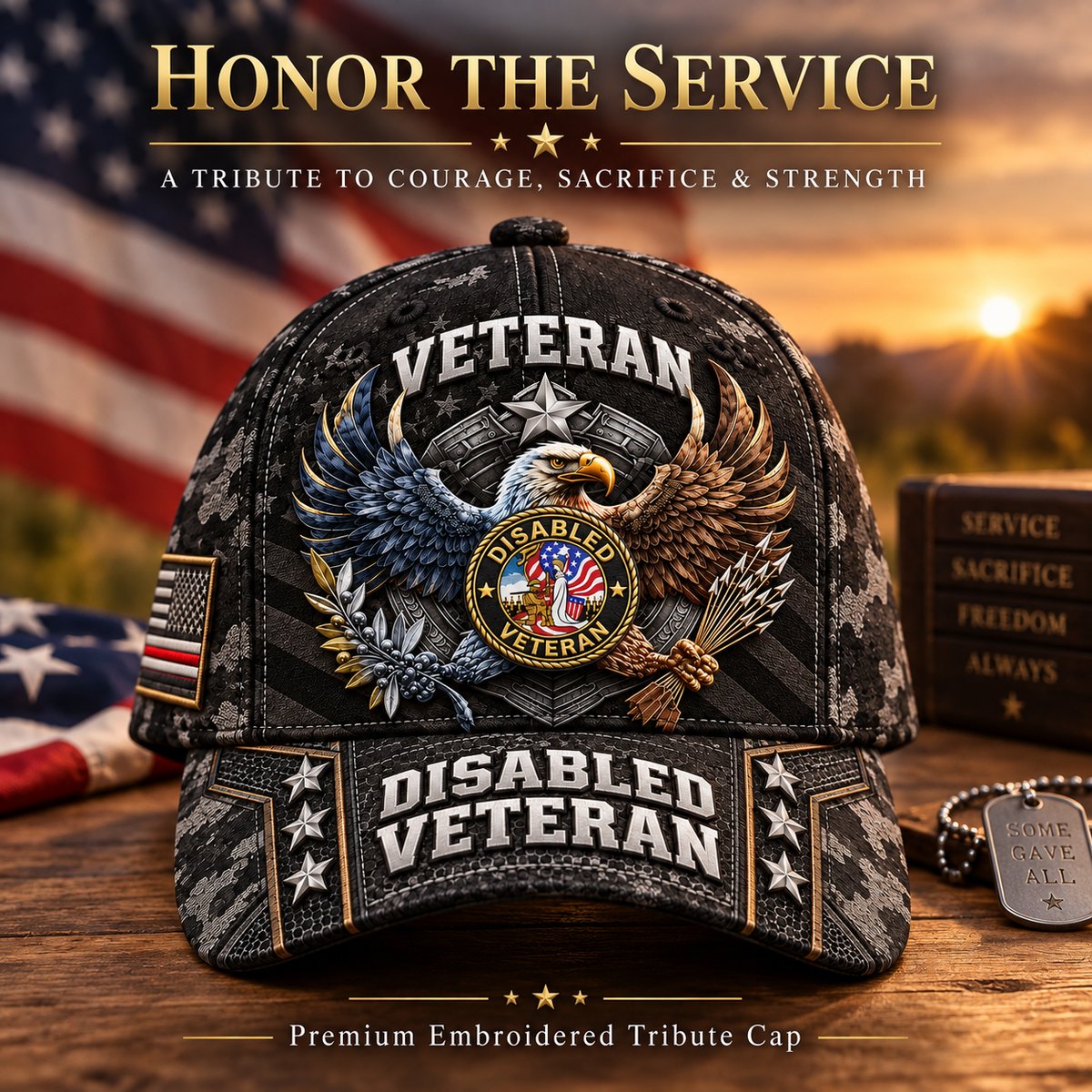 🇺🇸 Premium Disabled Veteran Eagle Tribute Cap