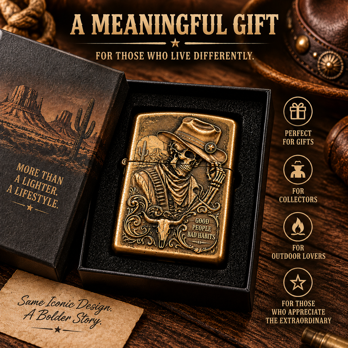 💀Skeleton Cowboy | Vintage Collector Lighter
