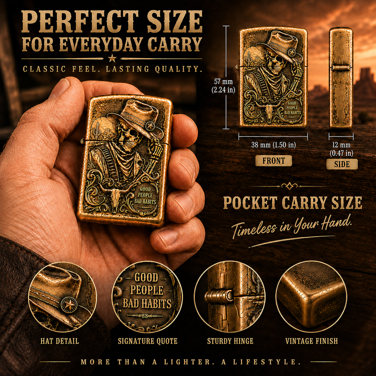 💀Skeleton Cowboy | Vintage Collector Lighter