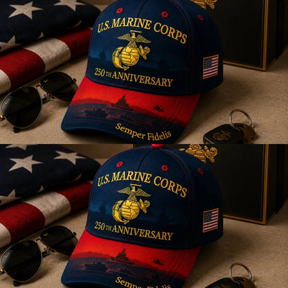🔥 Father’s Day Sale - ❤️ U.S. Marine Corps 250th Anniversary Commemorative Embroidered Cap 🇺🇸