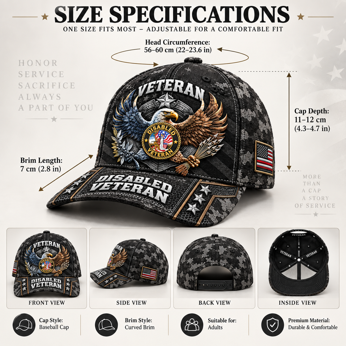 🇺🇸 Premium Disabled Veteran Eagle Tribute Cap