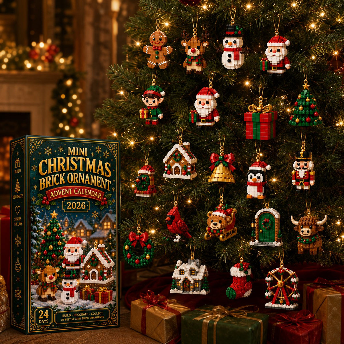 ⏳ Last day to save 50% – 🎄 24-Day Mini Christmas Ornament Advent Calendar | 24 unique festive buildable designs with hanging loops—perfect for decorating Christmas trees, wreaths, and holiday displays 🧱
