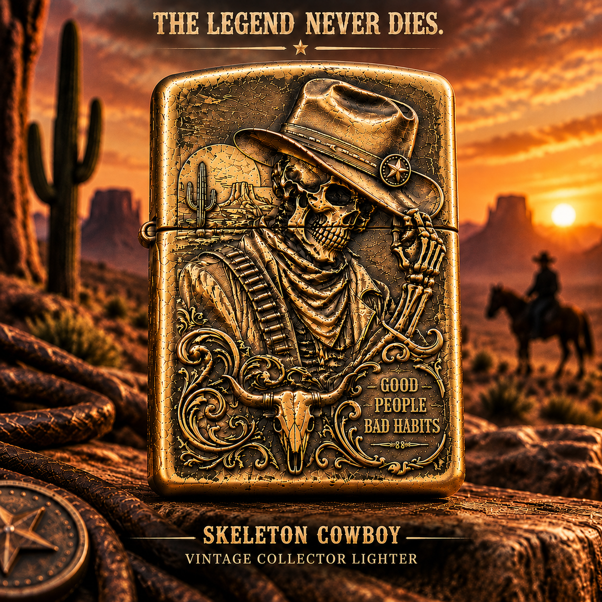 💀Skeleton Cowboy | Vintage Collector Lighter
