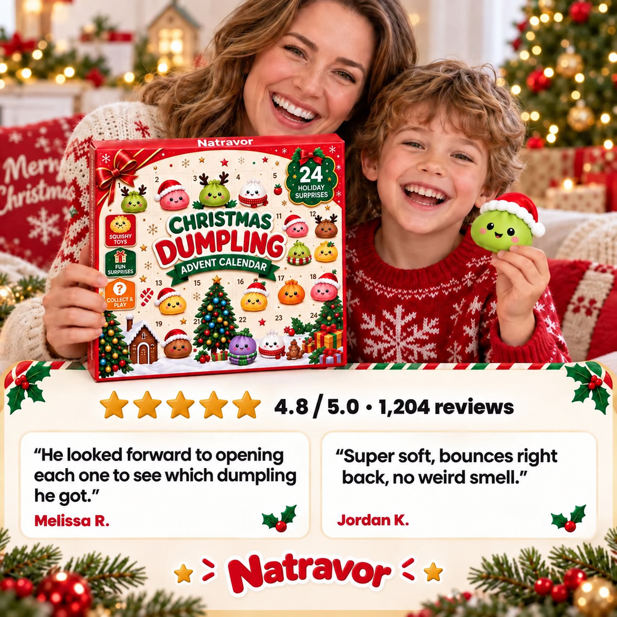 Natravor Christmas Dumpling Squishy Advent Calendar