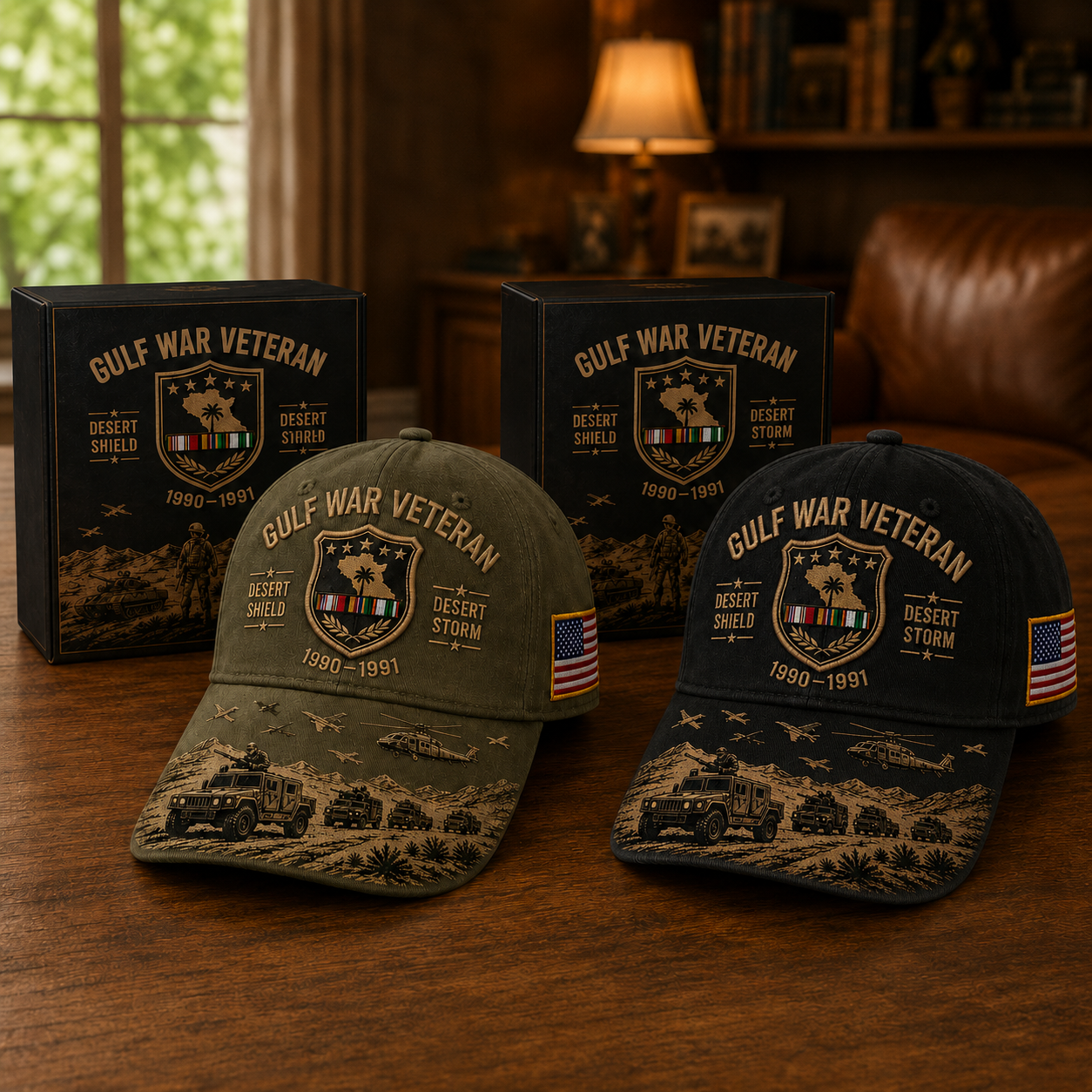 Gulf War Veteran Desert Shield & Desert Storm Commemorative Cap 🇺🇸