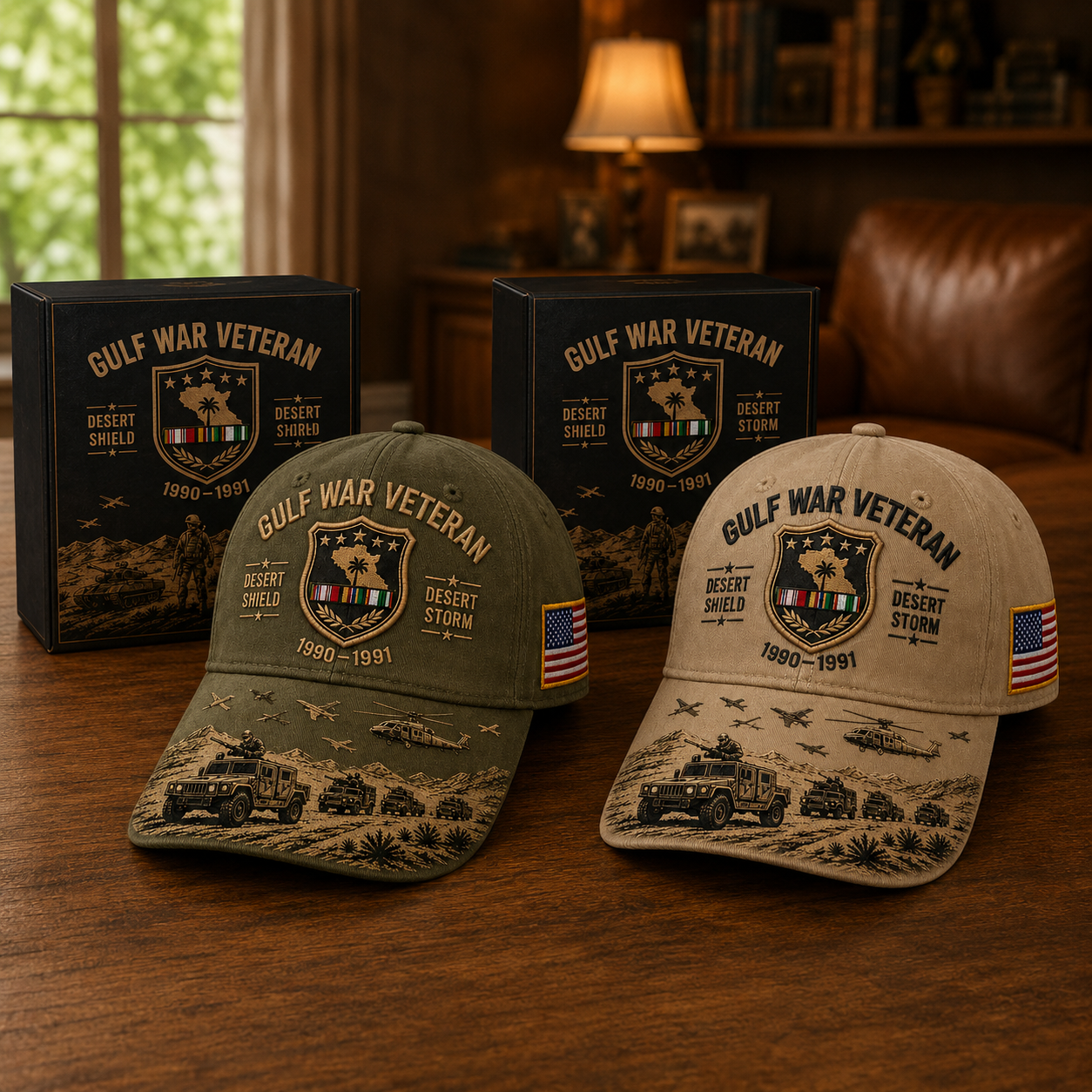 Gulf War Veteran Desert Shield & Desert Storm Commemorative Cap 🇺🇸