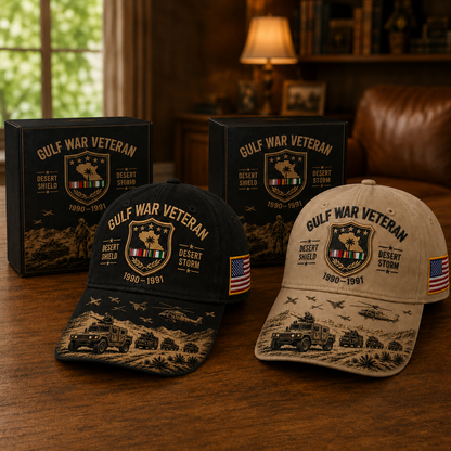 Gulf War Veteran Desert Shield & Desert Storm Commemorative Cap 🇺🇸