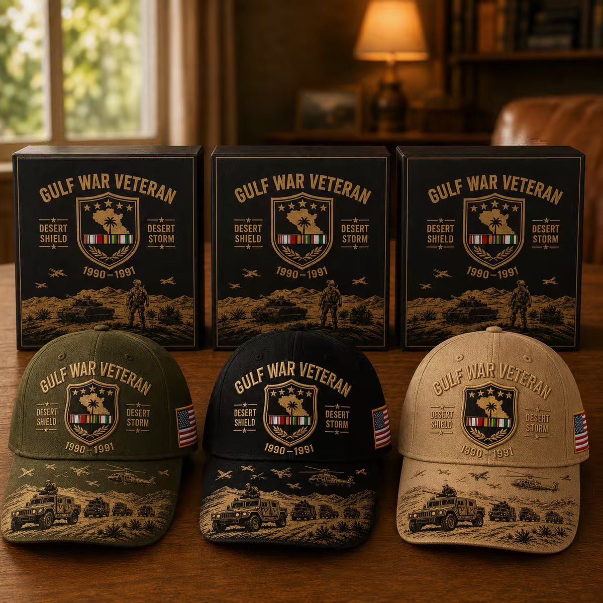 Gulf War Veteran Desert Shield & Desert Storm Commemorative Cap 🇺🇸
