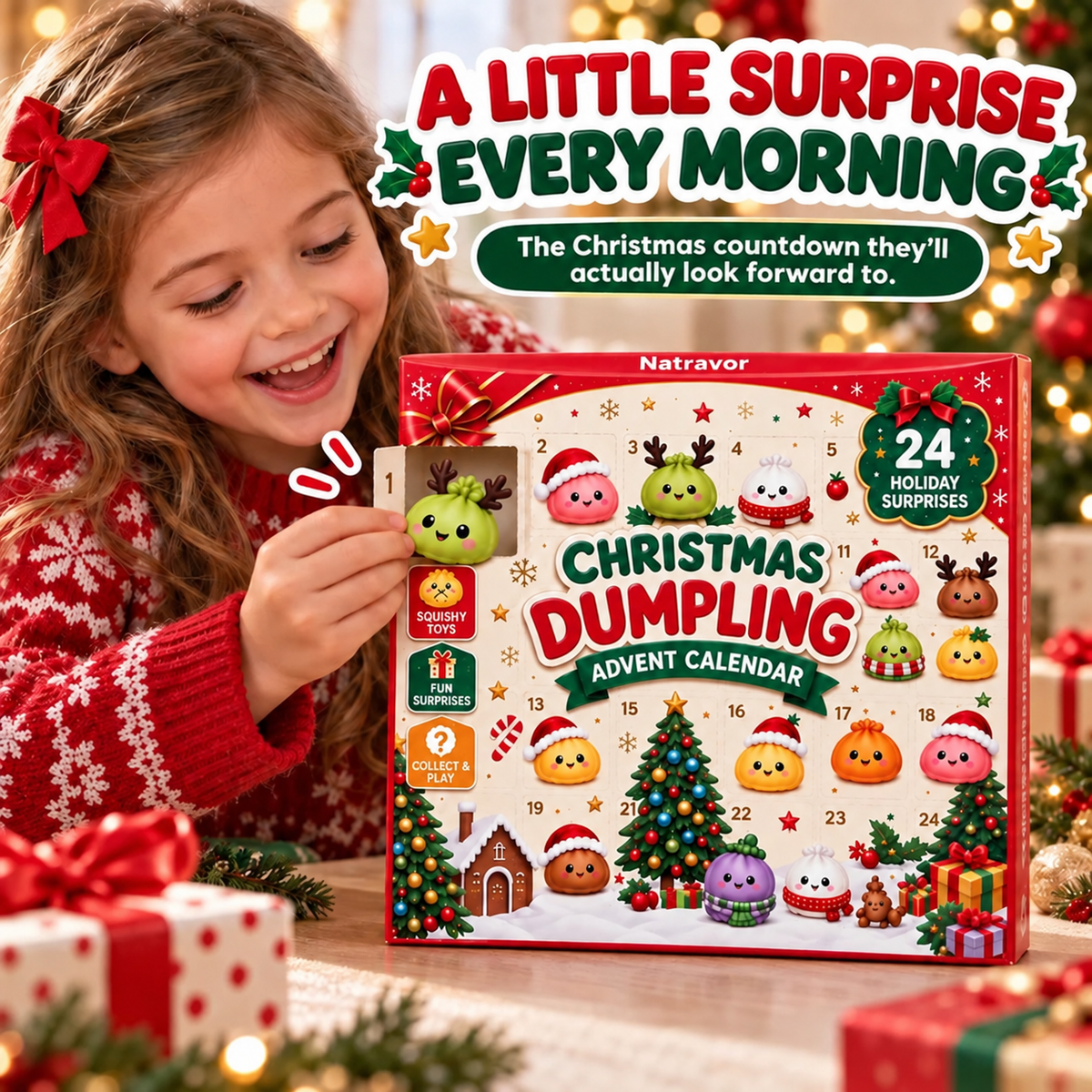Natravor Christmas Dumpling Squishy Advent Calendar