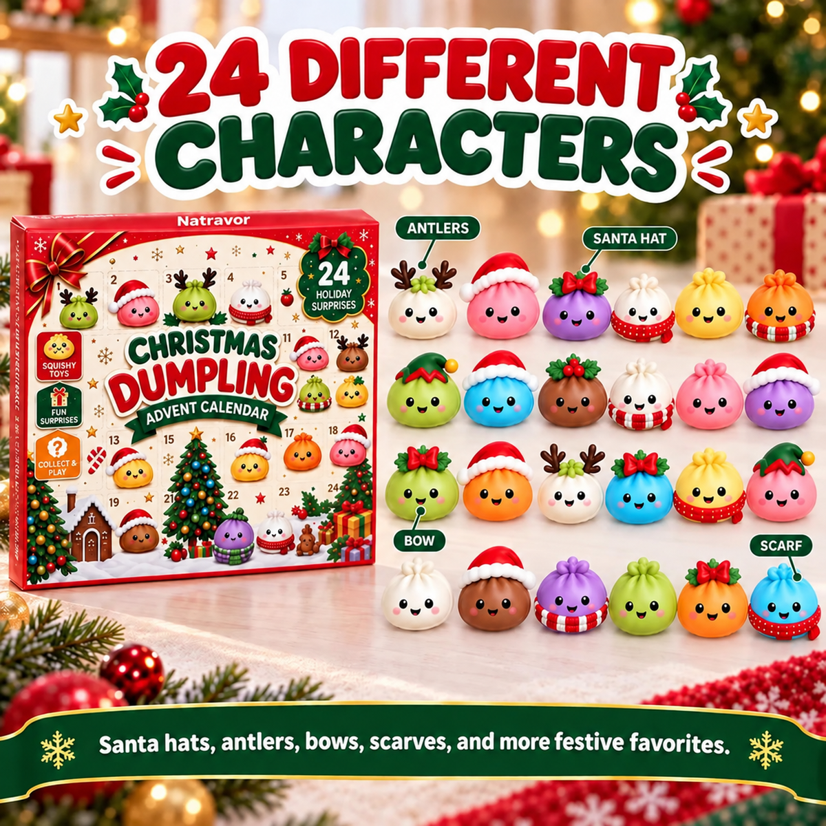 Natravor Christmas Dumpling Squishy Advent Calendar