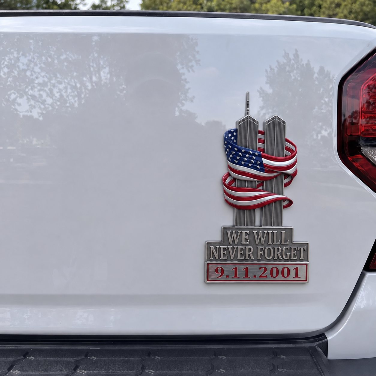 We Will Never Forget – 9.11.2001 Memorial Car Emblem