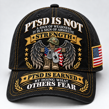🇺🇸 Premium PTSD Awareness Veteran Tribute Embroidered Cap – Not All Wounds Are Visible