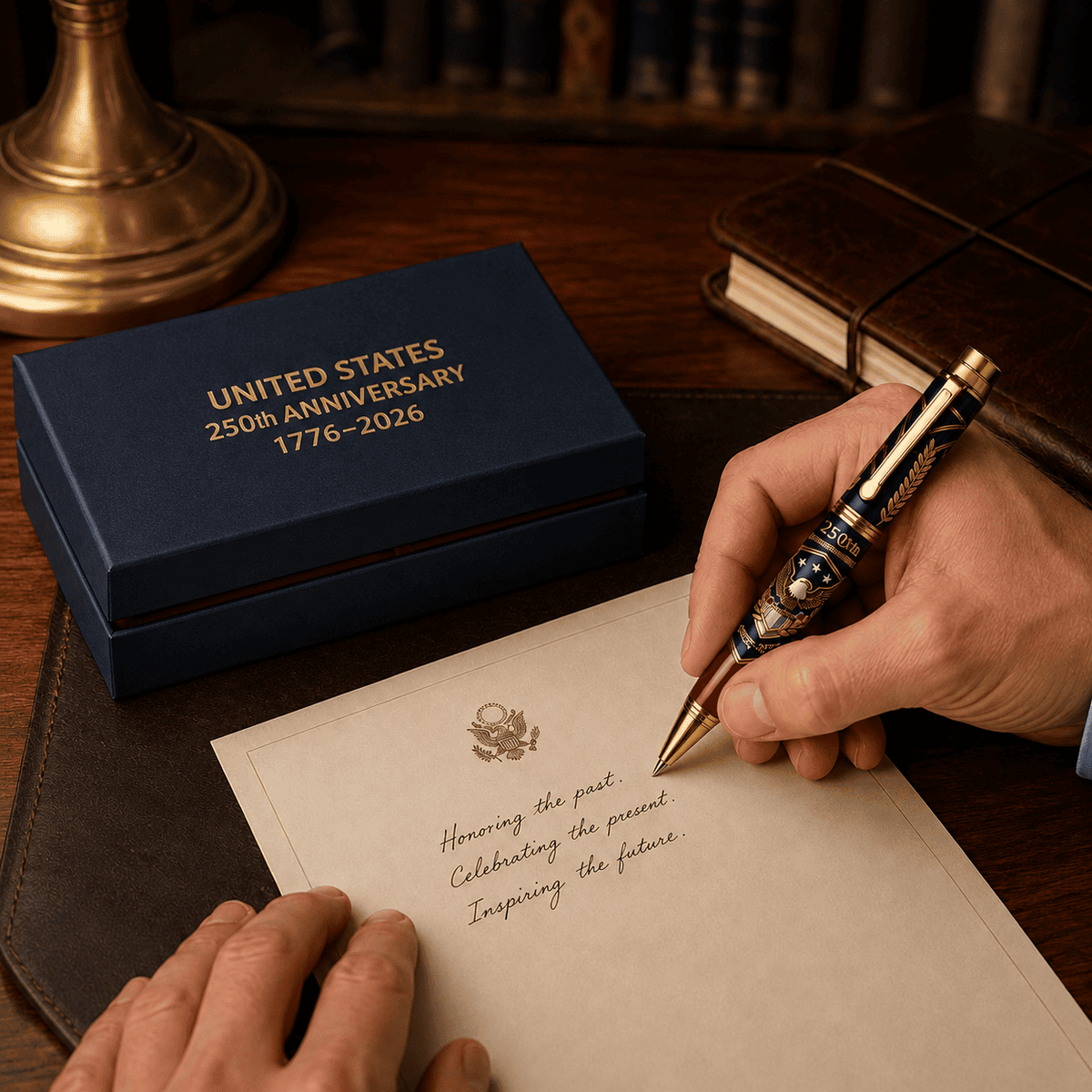 🖊100% Handmade U.S. 250th Anniversary Pen | Crafted From Real Titanium Alloy & Bullet Casing(Jake Monroe Handmade®)