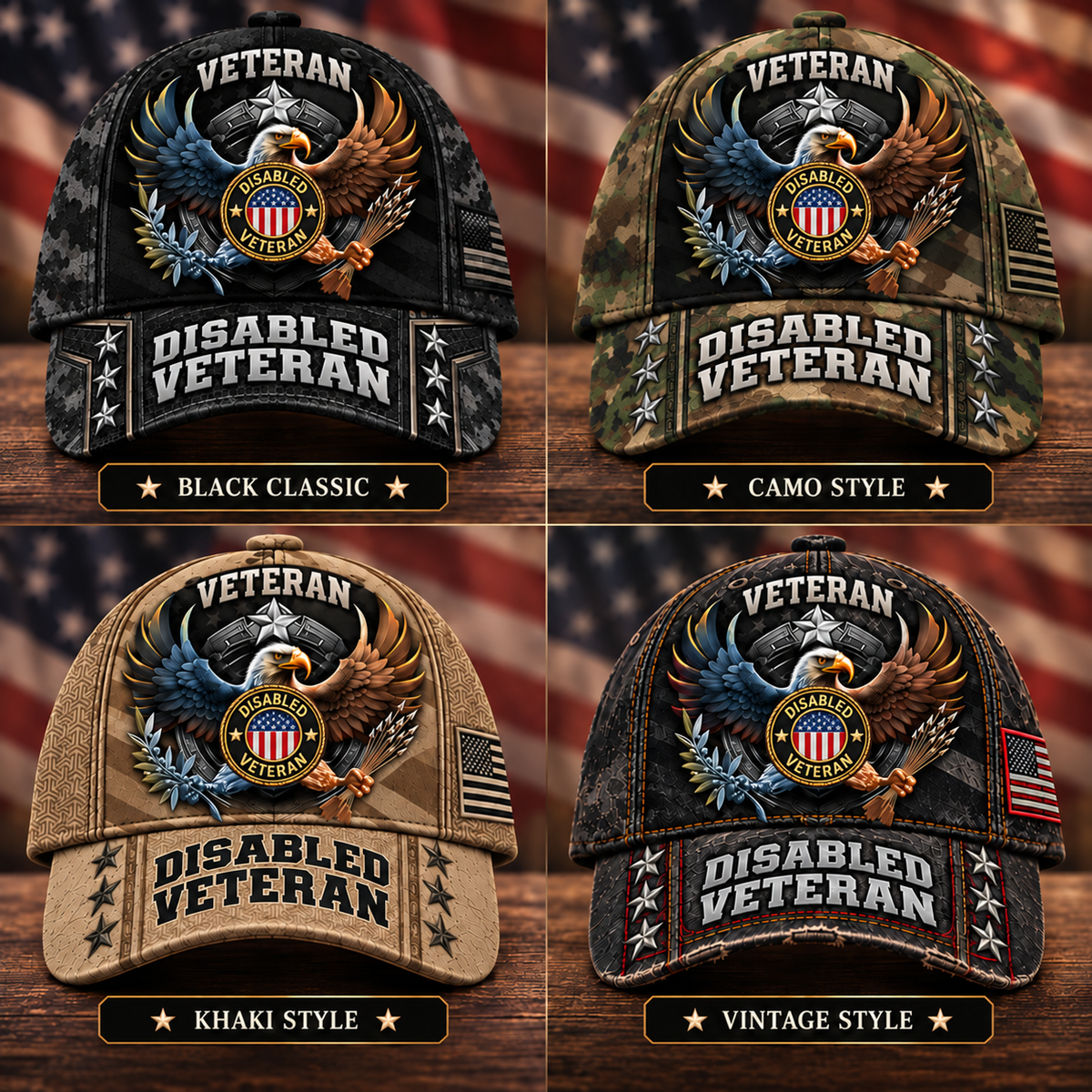 🇺🇸 Premium Disabled Veteran Eagle Tribute Cap