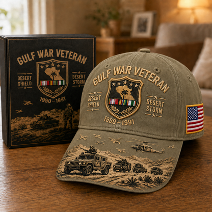 Gulf War Veteran Desert Shield & Desert Storm Commemorative Cap 🇺🇸