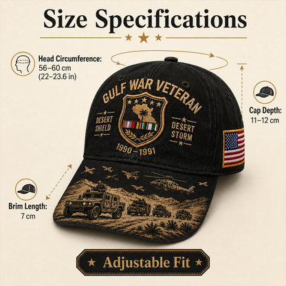 Gulf War Veteran Desert Shield & Desert Storm Commemorative Cap 🇺🇸