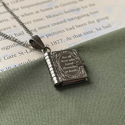 📖Book Lovers Necklace - Engraved Openable Book Chain Pendant Necklace