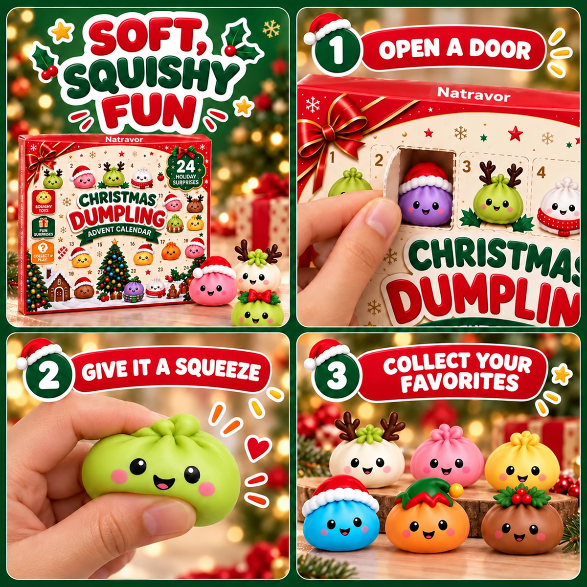 Natravor Christmas Dumpling Squishy Advent Calendar
