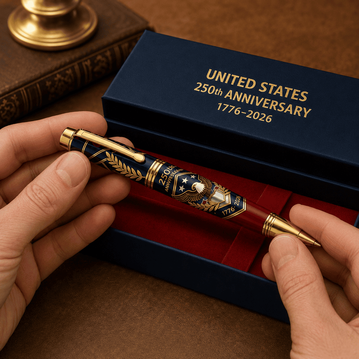 🖊100% Handmade U.S. 250th Anniversary Pen | Crafted From Real Titanium Alloy & Bullet Casing(Jake Monroe Handmade®)