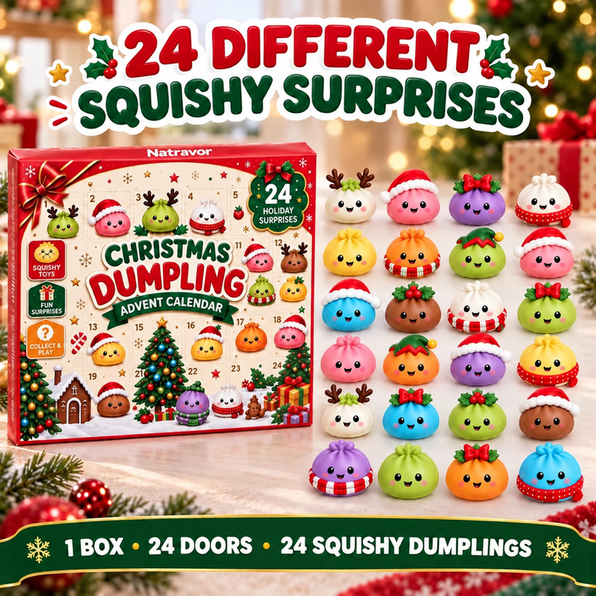 Natravor Christmas Dumpling Squishy Advent Calendar