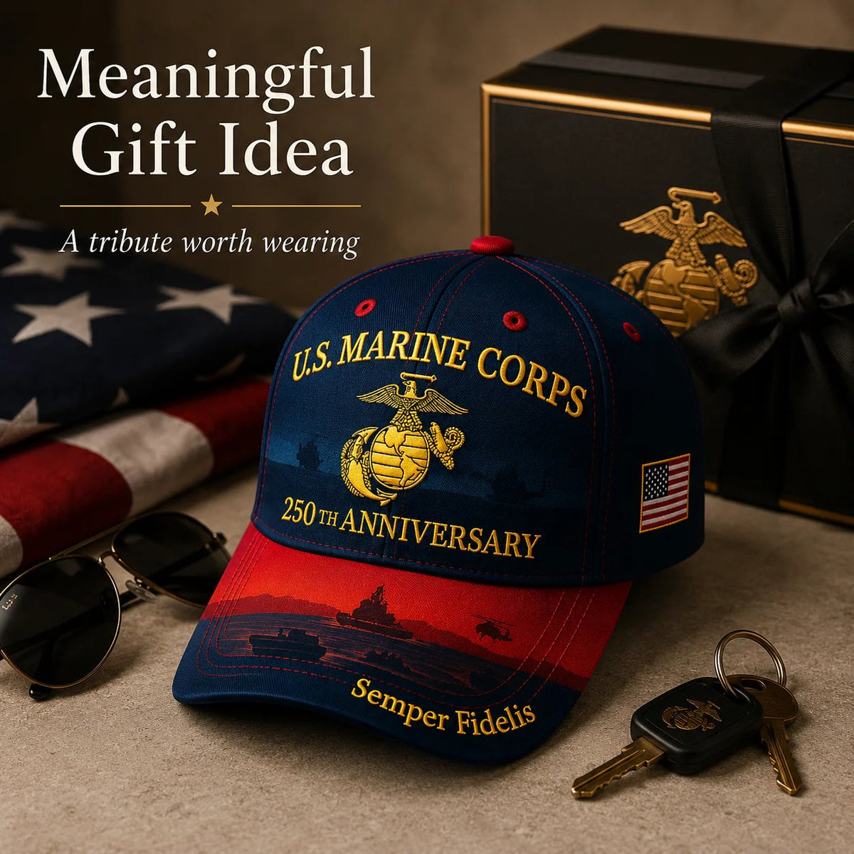 🔥 Father’s Day Sale - ❤️ U.S. Marine Corps 250th Anniversary Commemorative Embroidered Cap 🇺🇸