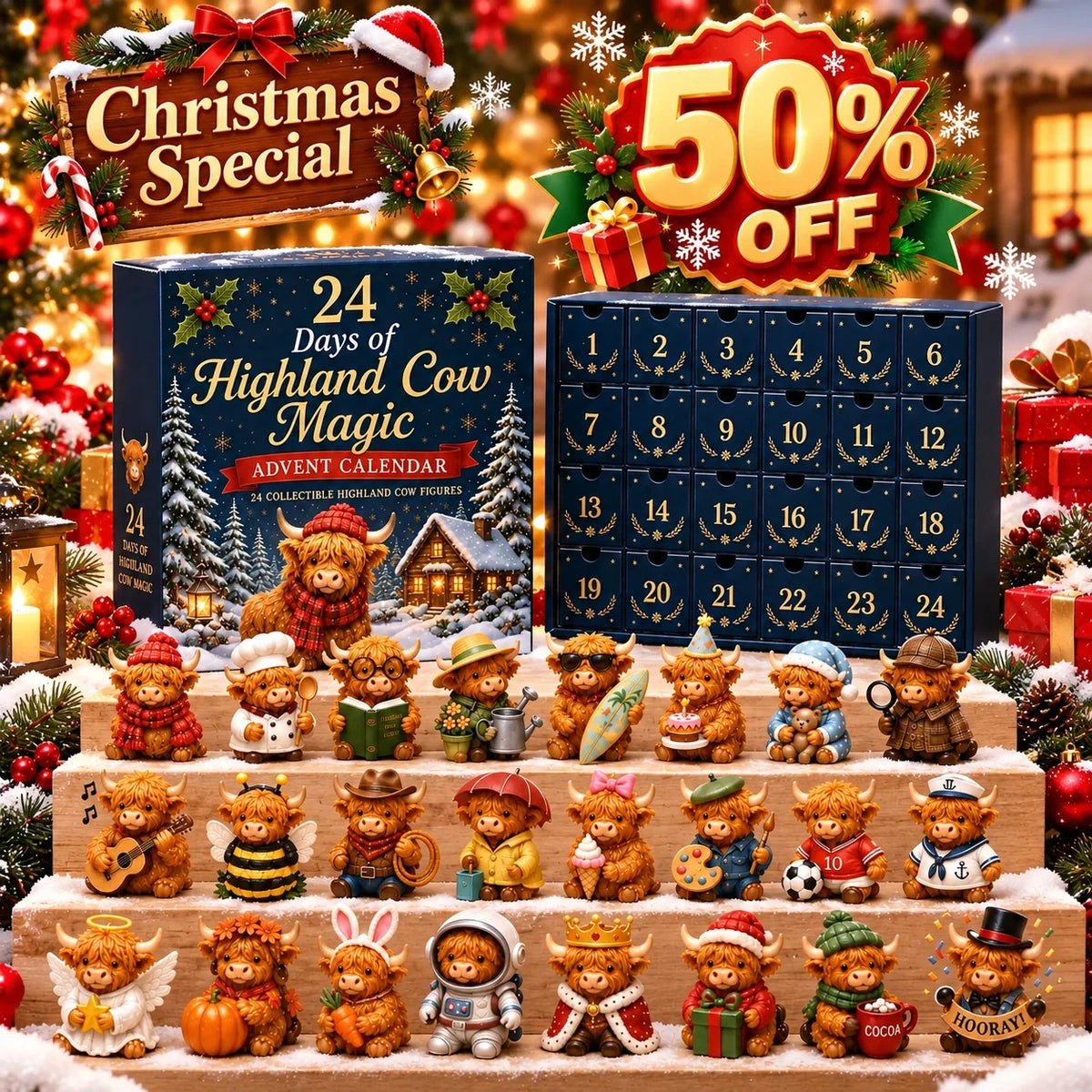 🔥LAST DAY 50% OFF-🐮 24 Days of Highland Cow Advent Calendar