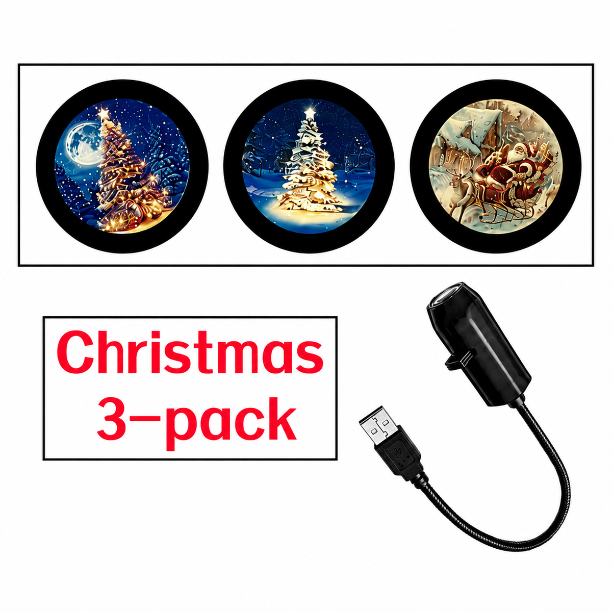 Plug-&-Play HD Christmas Projector – 6 or 10 Festive Scenes
